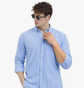u turn men's casual printed striped stylish latest formal shirt for men | cotton mix 220 gsm